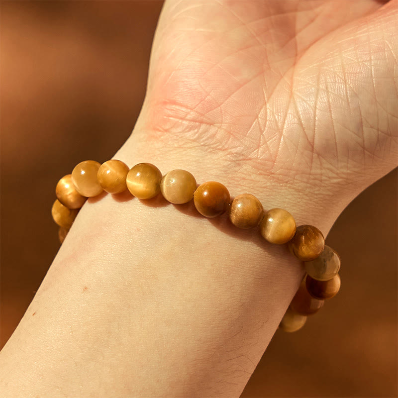 Year of the Snake Tiger Eye Amethyst Fu Character Strength Bracelet