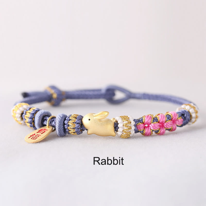 Handmade Chinese Zodiac Fu Character Fortune Luck Rope Braided Bracelet