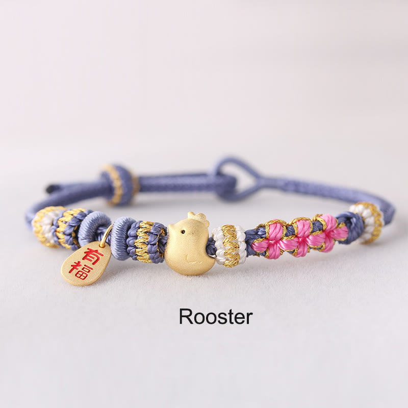 Handmade Chinese Zodiac Fu Character Fortune Luck Rope Braided Bracelet