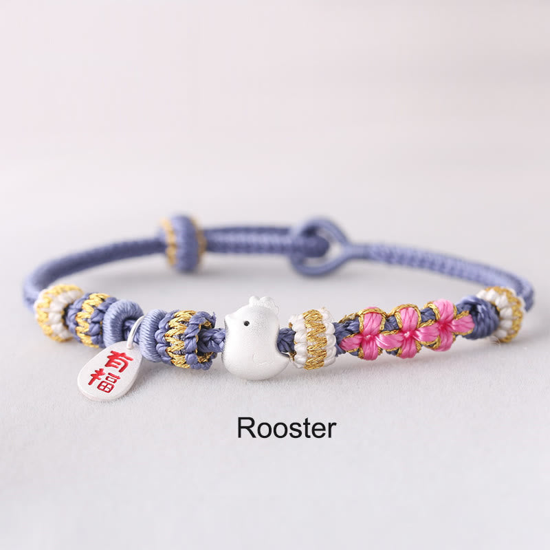 Handmade Chinese Zodiac Fu Character Fortune Luck Rope Braided Bracelet