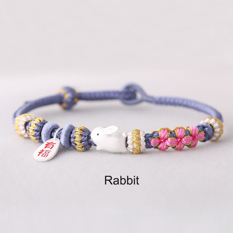 Handmade Chinese Zodiac Fu Character Fortune Luck Rope Braided Bracelet