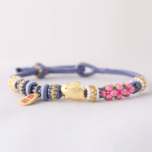 Handmade Chinese Zodiac Fu Character Fortune Luck Rope Braided Bracelet