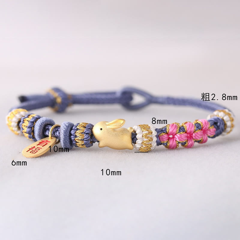 Handmade Chinese Zodiac Fu Character Fortune Luck Rope Braided Bracelet