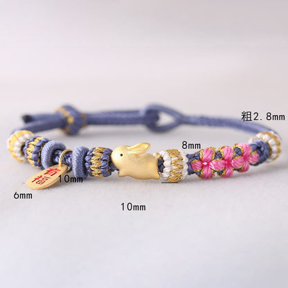 Handmade Chinese Zodiac Fu Character Fortune Luck Rope Braided Bracelet