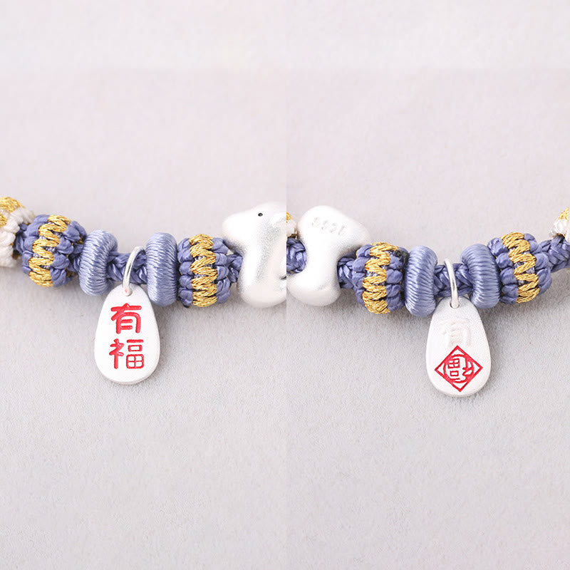 Handmade Chinese Zodiac Fu Character Fortune Luck Rope Braided Bracelet