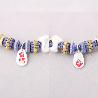 Handmade Chinese Zodiac Fu Character Fortune Luck Rope Braided Bracelet