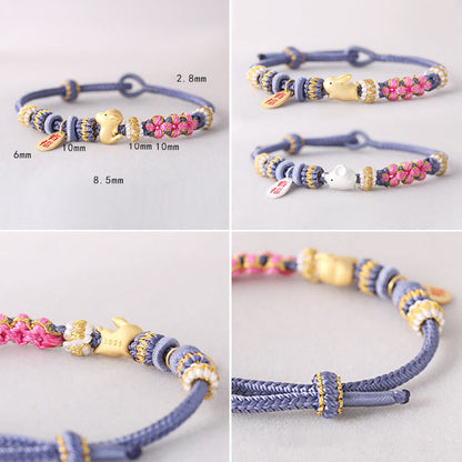 Handmade Chinese Zodiac Fu Character Fortune Luck Rope Braided Bracelet