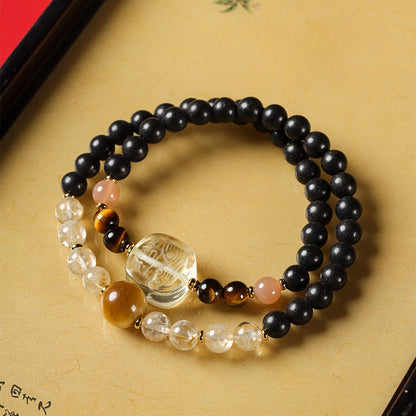 (Wealth Success) Ancient Chinese herbal medicine Hexiang incense beads citrine tiger eye stone healing bracelet