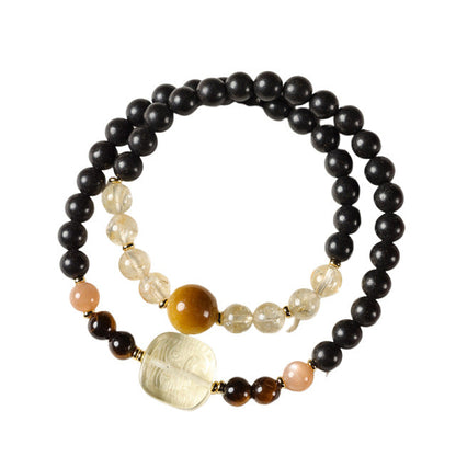 (Wealth Success) Ancient Chinese herbal medicine Hexiang incense beads citrine tiger eye stone healing bracelet
